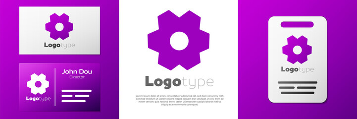 Logotype Gear icon isolated on white background. Cogwheel gear settings sign. Cog symbol. Logo design template element. Vector Illustration