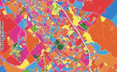 Fototapeta na wymiar College Station, Texas, USA, colorful vector map