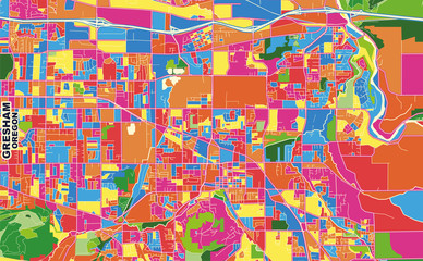 Gresham, Oregon, USA, colorful vector map