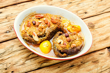 Baked fish steak.
