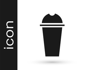 Grey Milkshake icon isolated on white background. Plastic cup with lid and straw. Vector Illustration