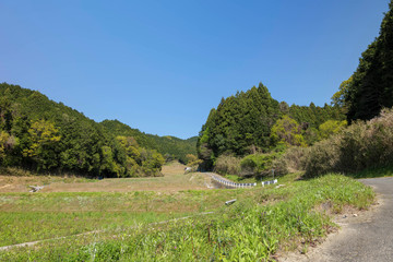 Fototapeta na wymiar A mountainous view in spring in Japan