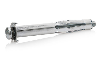 Ceiling anchor bolt with dowel, isolated on white background. Photo Stacking