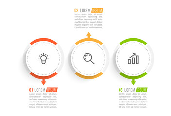 Minimal infographic template design with numbers 3 options or steps.