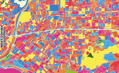 Fototapeta na wymiar West Covina, California, USA, colorful vector map