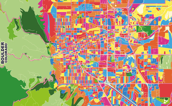 Boulder, Colorado, USA, colorful vector map