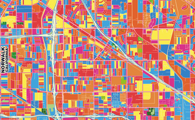 Fototapeta premium Norwalk, California, USA, colorful vector map