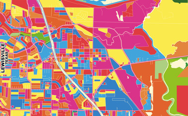 Lewisville, Texas, USA, colorful vector map