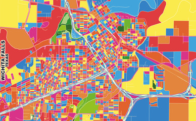 Wichita Falls, Texas, USA, colorful vector map