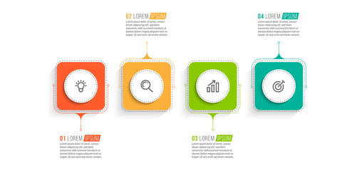 Minimal infographic template design with numbers 4 options or steps.