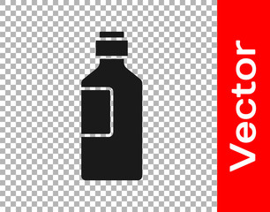 Black Bottle of water icon isolated on transparent background. Soda aqua drink sign. Vector Illustration