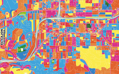 El Cajon, California, USA, colorful vector map