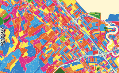 San Mateo, California, USA, colorful vector map
