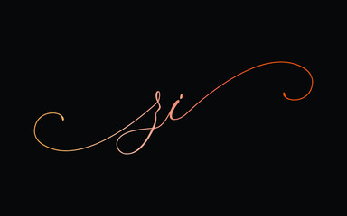 zi or z, i Lowercase Cursive Letter Initial Logo Design, Vector Template