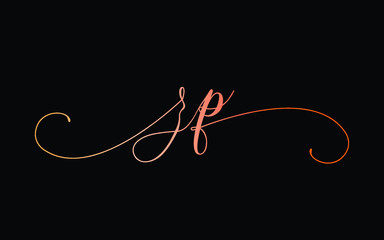 zp or z, p Lowercase Cursive Letter Initial Logo Design, Vector Template