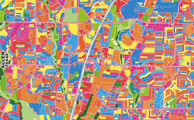 Allen, Texas, USA, colorful vector map
