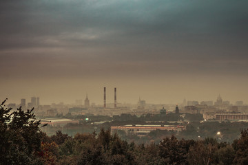 Naklejka premium Moscow city view from Vorobyovy Mountains