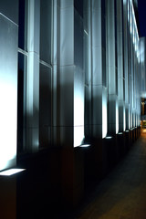 backlit administrative building at night, photo of searchlights, building lighting, night illumination