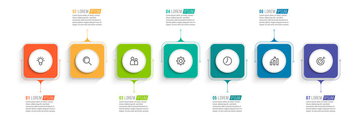 Minimal infographic template design with numbers 7 options or steps.