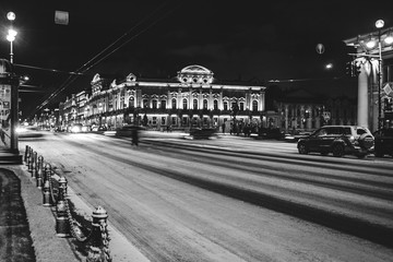 Petersburg is decorated for the new year. New Year. Light show. Russia.