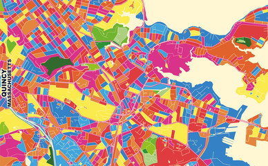 Fototapeta na wymiar Quincy, Massachusetts, USA, colorful vector map