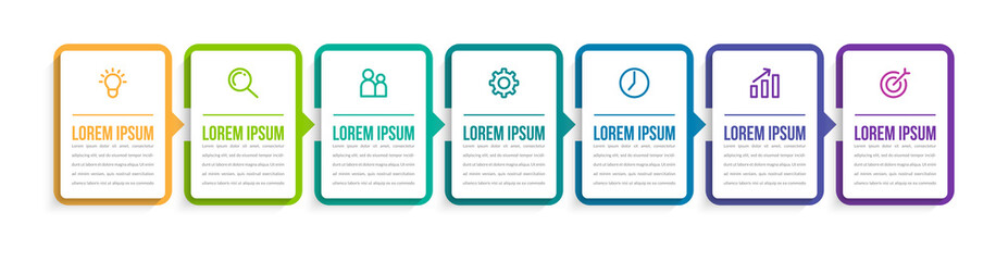 Minimal infographic template design with numbers 7 options or steps.