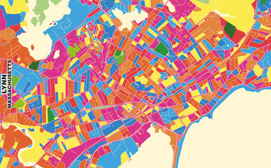 Lynn, Massachusetts, USA, colorful vector map