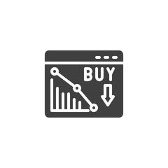 Web report statistics vector icon. filled flat sign for mobile concept and web design. Website with financial decrease statistics glyph icon. Symbol, logo illustration. Vector graphics