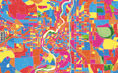 Bend, Oregon, USA, colorful vector map