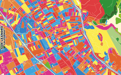 San Leandro, California, USA, colorful vector map