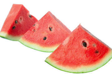 Red watermelon on white background.