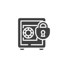 Deposit box lock vector icon. filled flat sign for mobile concept and web design. Bank safe with padlock glyph icon. Symbol, logo illustration. Vector graphics