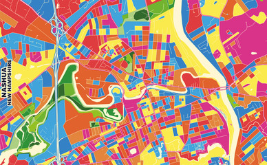 Nashua, New Hampshire, USA, colorful vector map