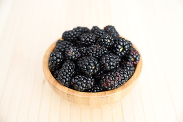 Singapore, Blackberry, Berries, Wooden Bowl, Fruit, Background.