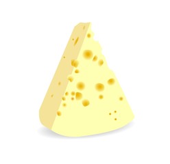 Slice of cheese on a white background isolated vector illustration..