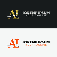 Initial Letter capital logo icon design template elements. Modern line logo with gold silver luxury style. Can be used for business, company group, consulting, finance. Vector Illustration.