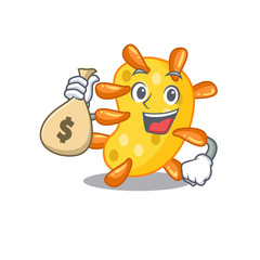 Rich vibrio cartoon design holds money bags