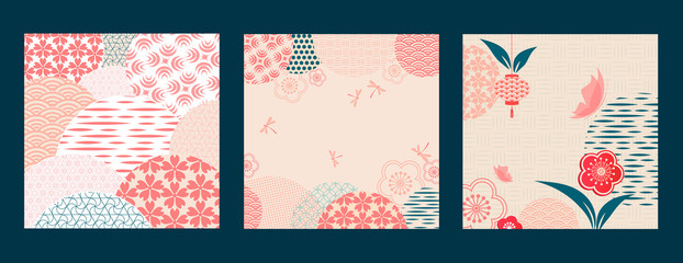 Japanese and chinese vector pattern. Asian background. Retro style. Abstract template for your design .Vector