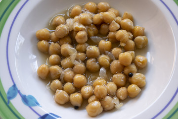 chickpeas soup in a white dish