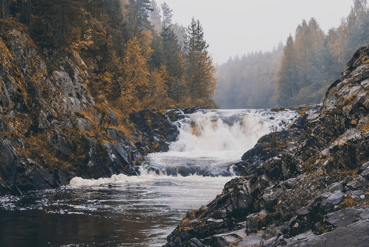 Kivach waterfall in Karelia, Russia