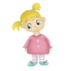 High quality digital illustration. Cute girl.