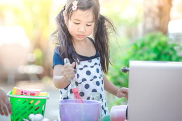 A close-up of the baby's background view, dress-up fashion style, love for childhood, practice...