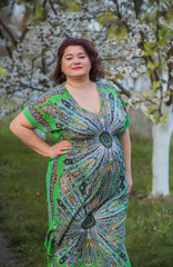 Plus size woman in etho eastern dress, clothes for large size 