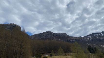 clouds in the mountains