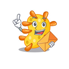 Happy vibrio mascot design concept with brown envelope
