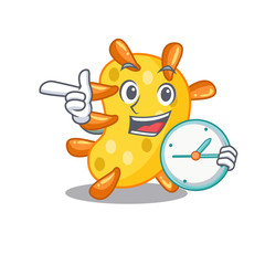 Vibrio mascot design concept smiling with clock