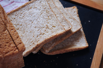 Close-up view of sliced bread