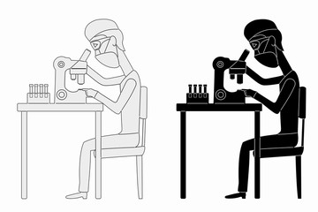 Fototapeta na wymiar illustration of a scientist with microscope , vector draw