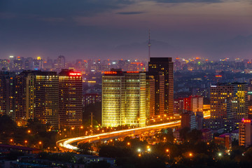 Fototapeta na wymiar Business centers of Beijing, at sunset in the evening