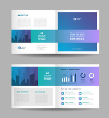 Square Business Bi-Fold Brochure Design | Booklet Design | Marketing and Financial Document 